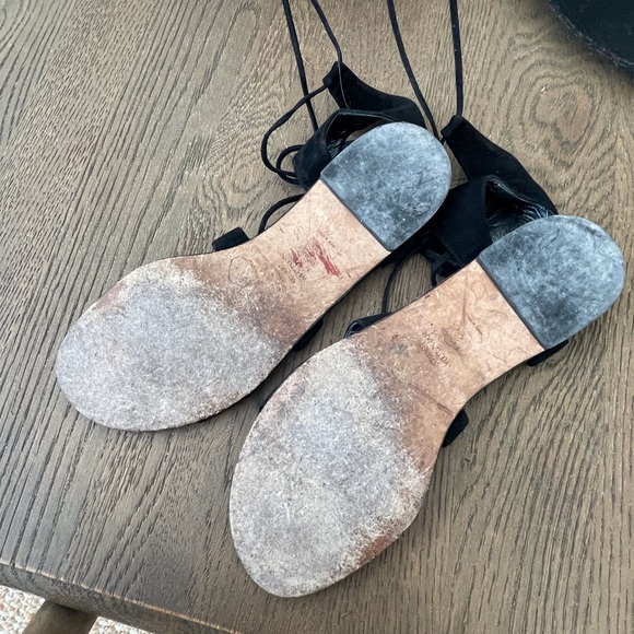 Stuart Weizmann Black Suede tassel accent gladiator sandals - Picture 2 of 3